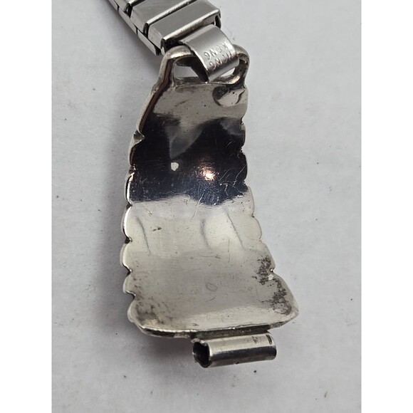 Native American Navajo Sterling Turquoise Coral Watch Tips With Expansion Band - Picture 6 of 11